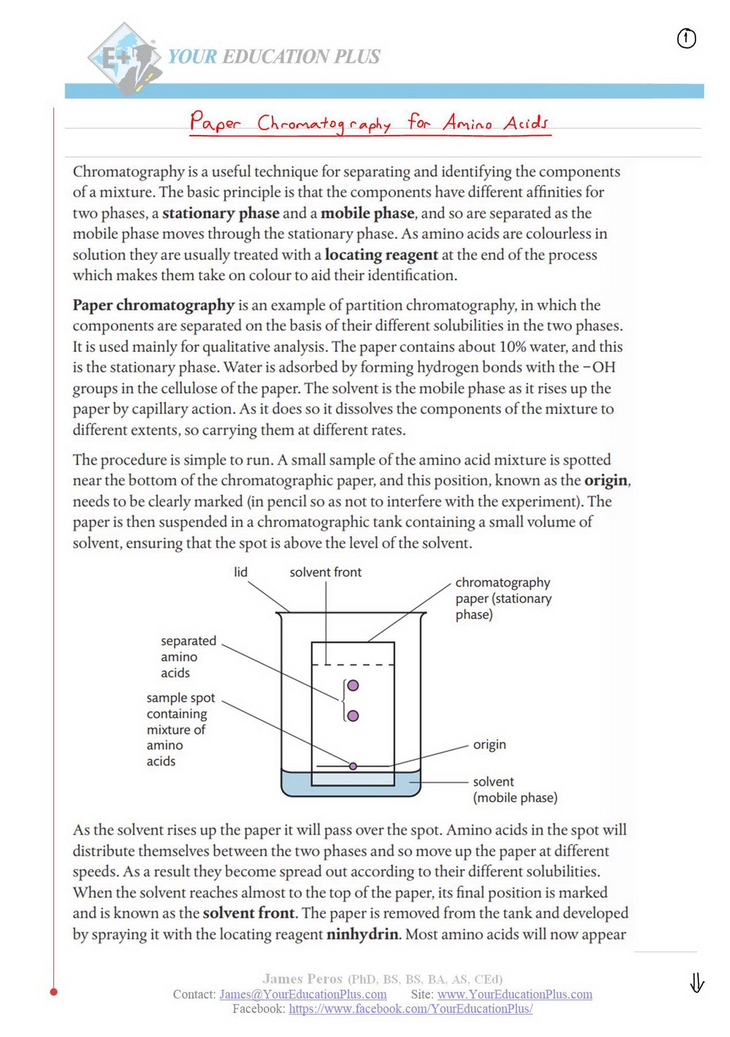 IB Chemistry SL & HL: B.7 - Chromatography For Amino Acids